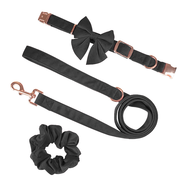 Luxury Velvet with Cotton Webbing Pet Dog Collar And Leash Set