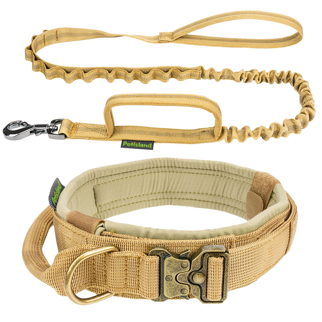 Outdoor Tactical Brave Pet Dog Collar Leash Set for Large Breed with Strong Snake Buckle