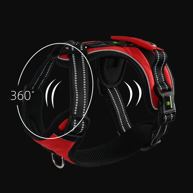 Night Use Oxford Reflective Adjustable Dog Harness with Space Mesh