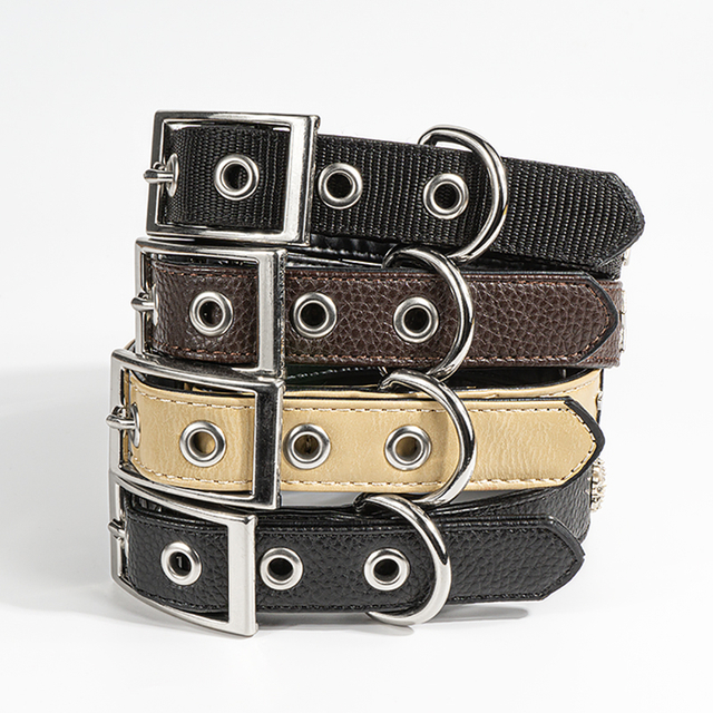 Metal Decoration PU Leather Pet Dog Collar 