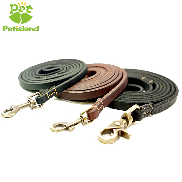 Petisland First Layer Cowhide Genuine Leather Dog Leash Stitching Version