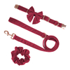 Luxury Velvet with Cotton Webbing Pet Dog Collar And Leash Set