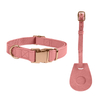 Lovely Customized Color Micro-fiber Leather Pet Dog Collar with Air Tag GPS Holder