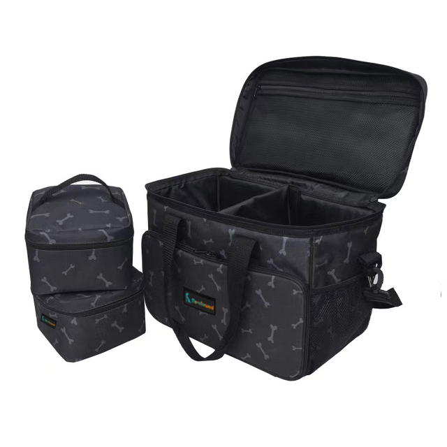 Waterproof Travel Pet Dog Tote Bag with Treat Pouches Suitcase Luggage Dog Bowls