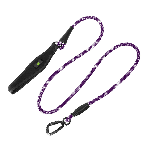 Neoprene Handle Design Reflective Nylon Woven Rope Dog Leash with Aluminum Alloy Clip