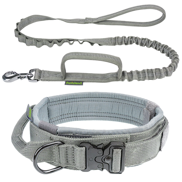 Outdoor Tactical Brave Pet Dog Collar Leash Set for Large Breed with Strong Snake Buckle