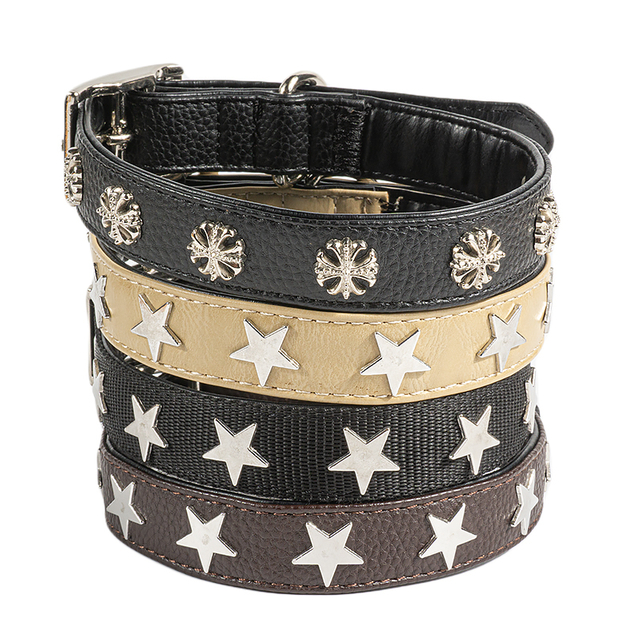 Metal Decoration PU Leather Pet Dog Collar 