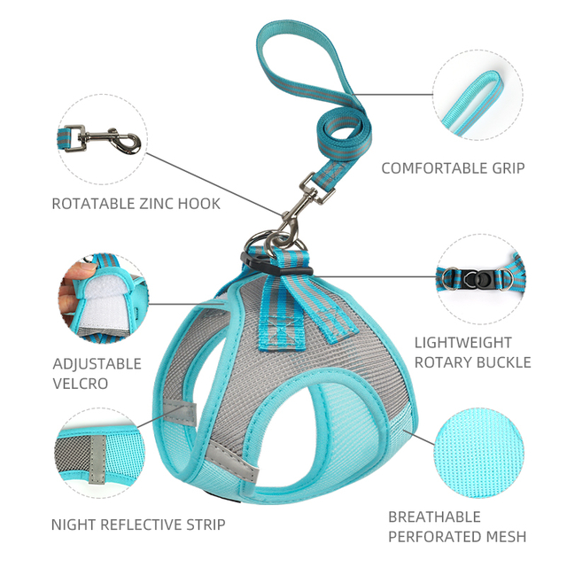Super Light Quick Cool Mesh Cloth Dog Harness Leash Set