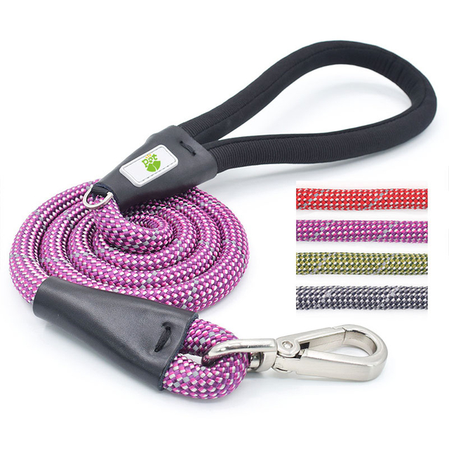 Super Strong 1.2mm Diameter Nylon Dog Rope Leash with Comfortable Padded Handle