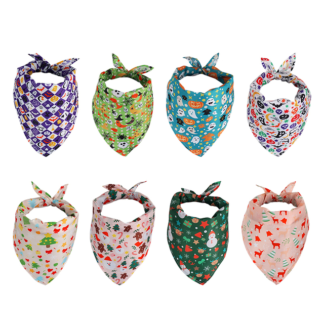 Festival Theme Pattern OEM Customized Polyester Soft Dog Bandana for Christmas