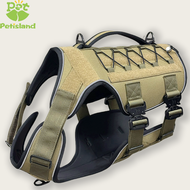 Tactical Dog Harness for Large Dogs Durable Military Style Dog Vest with Neoprene Lining Adjustable Pet Harness for Training Hiking Outdoor Activities