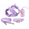 Petisland Macaron Dog Harness PVC Coating Collar And Leash with Plastic Poo Bag Holder