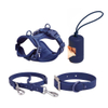 Petisland Macaron Dog Harness PVC Coating Collar And Leash with Plastic Poo Bag Holder