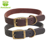 Petisland Classical Genuine Leather Dog Collar With Pin Buckle