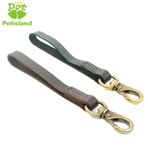 Petisland Genuine Leather Short Version Traffic Handle Lead Dog Leash For Walking Across Road