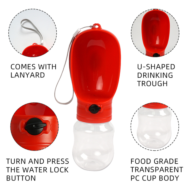 Portable Healthy Plastic Dog Bottle for Outdoor Use
