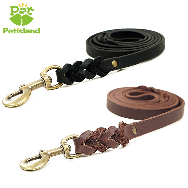 Petisland 100% Purely Handwoven First Layer Cowhide Genuine Leather Dog Leash 