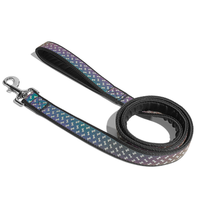 Reflective Pattern Nylon Neoprene Pet Dog Leash Night Use