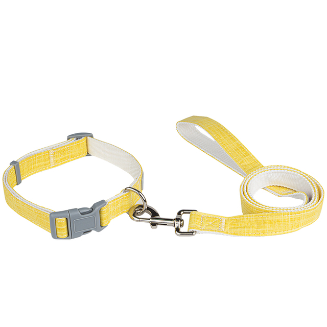 Bamboo Fiber with Cotton Webbing Pet Dog Collar Leash Set Eco-friendly
