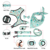 Colorful OEM Pattern Neoprene 6 in 1 Pet Dog Collar Leash Harness Bandana Dispenser Set