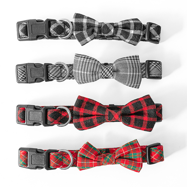 Cute Small Bulldog Bowtie Cotton Pet Dog Collar for Mini Breed