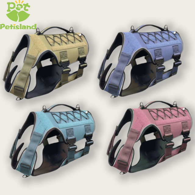 Tactical Dog Harness for Large Dogs Durable Military Style Dog Vest with Neoprene Lining Adjustable Pet Harness for Training Hiking Outdoor Activities
